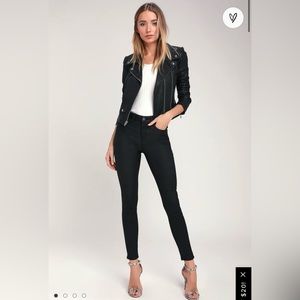 Lulu’s Olivia Washed Black High Rise Vegan Leather Skinny Jeans